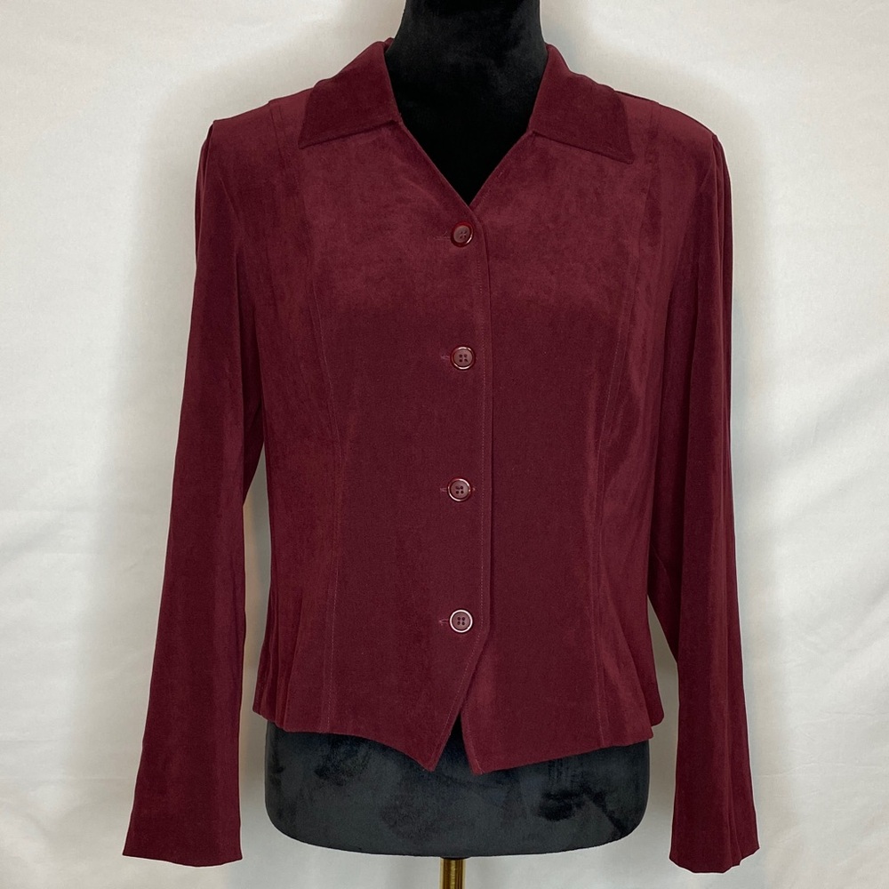 Vintage 90’s Requirements Burgundy Soft Collared Button Down Long Sleeve Top